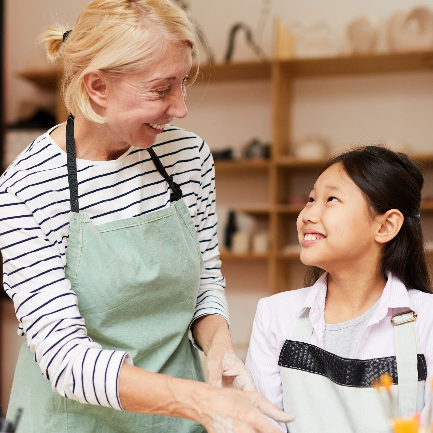 Art Teacher with student